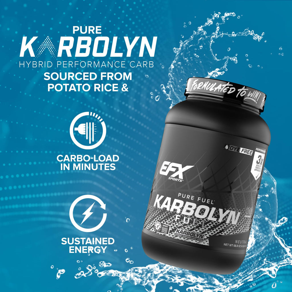 EFX Sports Karbolyn Fuel | Fast-Absorbing Carbohydrate Powder | Carb Load, Sustained Energy, Quick Recovery | Stimulant Free | 39 Servings (Neutral)