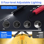 Endoscope Camera with Light, 1920P HD Borescope Camera with Light,Semi-Rigid Inspection Endoscope with 8 Adjustable LED, IP68 Waterproof Drain Scope Camera for for iOS/Android,16.4ft