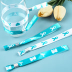 WANDIC 30 Pcs Teal Ribbon Bracelets, 5 Style Polyester Single Side Adjustable Cervical Cancer Awareness Support Wristband for Event Fundraising, 6.89 * 0.59 * 0.07, no Gemstone