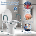 Raised Toilet Seat with Handles, Toilet Seat Riser for Seniors with Adjustable Height & Width, 400lb Cozy Padded Elevated Toilet Seat for Elderly, Handicap and Disabled, Fit Any Toilet