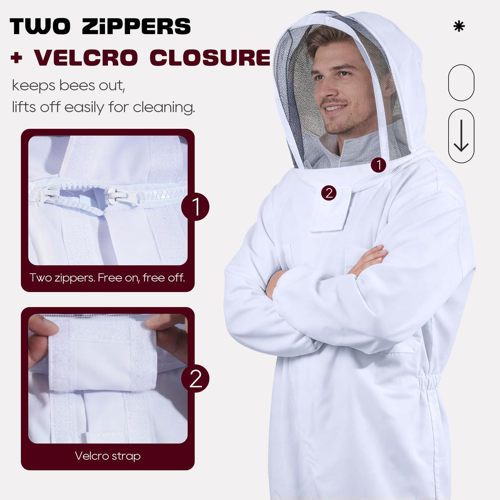 LONGADS Bee Suit for Men, Full Body Beekeeper Suit with Gloves and Veil XL