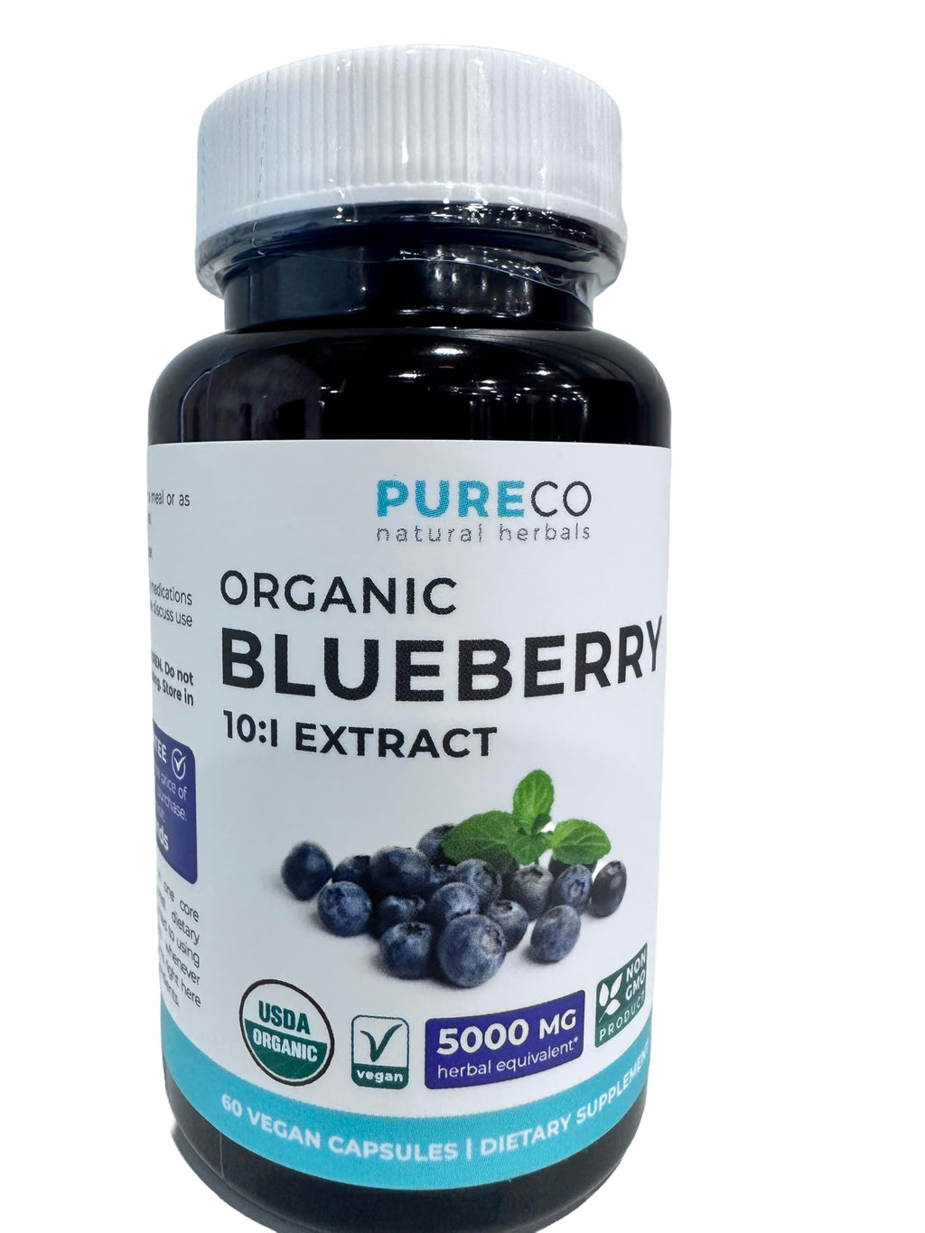 USDA Organic Blueberry Extract Capsules - High Potency Organic Blueberry 500mg 10:1 Extract Per 1 Capsule Serving - Blueberry Supplement for Brain & Immune Support - Vegan Non-GMO (2 Month Supply)