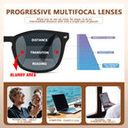 RLOZRN 4 Pack Progressive Reading Sunglasses for Women Men, No Line Square Multifocal Sun Readers UV400 Protection