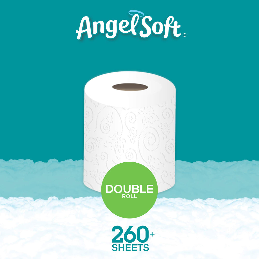 ANGEL SOFT Toilet Paper Bath Tissue, 12 Double Rolls, 260+ 2-Ply Sheets Per Roll