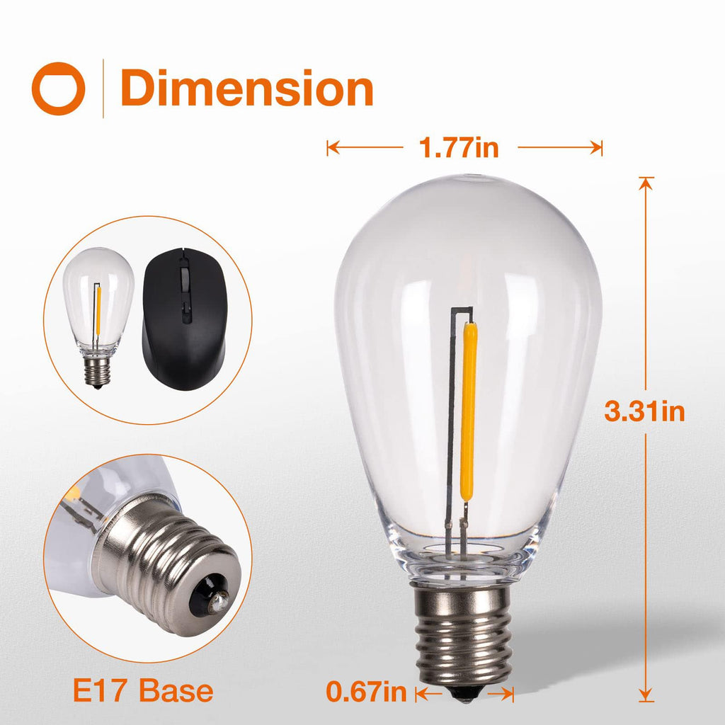 addlon LED Replacement Bulbs 1W S14 4 Pack Waterproof E17 Screw Base for Outdoor LED String Lights Shatterproof