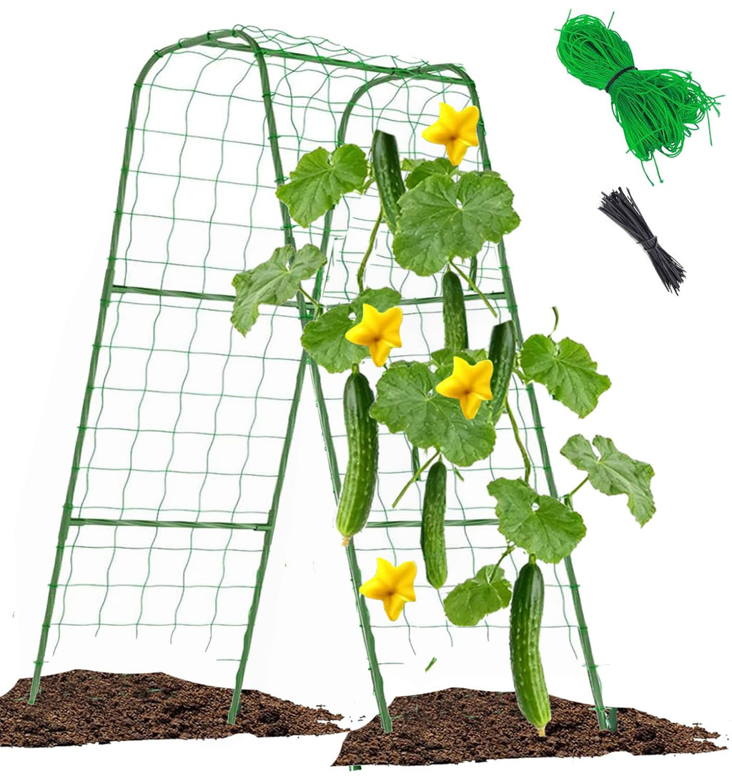 Cucumber Trellis for Raised Bed, U-Shape Garden Arch Metal Support for Climbing Plants, Metal Arch Plant Support Vegetables Trellis, Plant Support for Vine Outdoor (47x15.7in) NOT for Heavy Plant