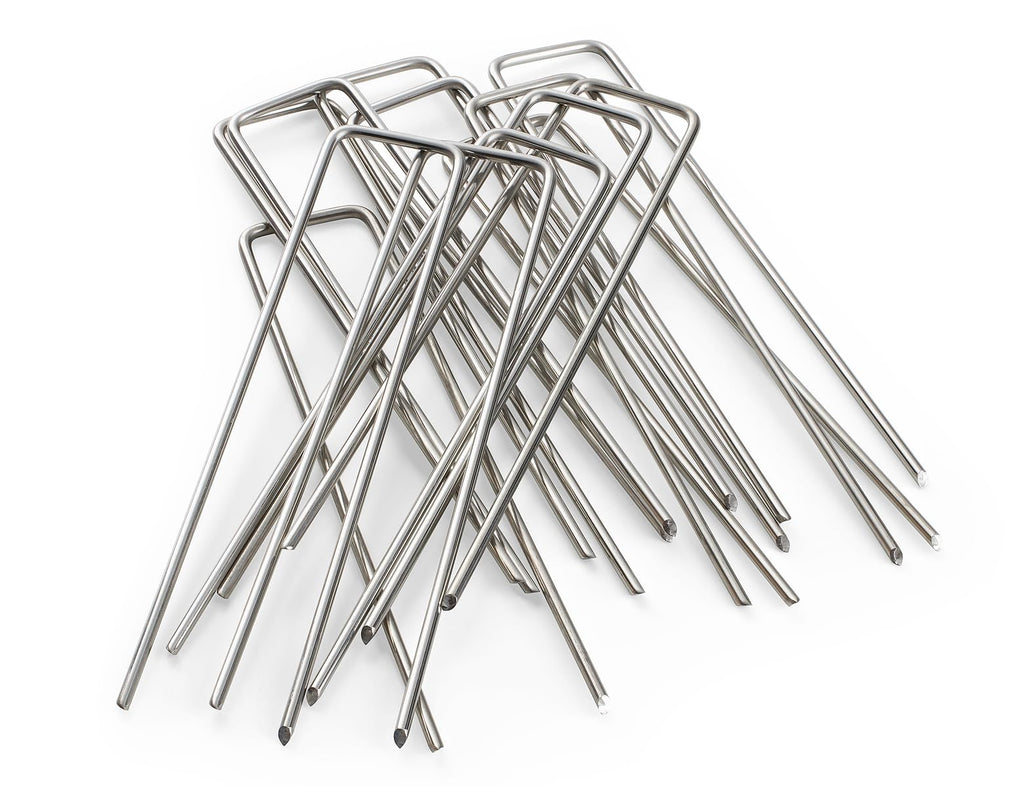 Stainless Steel Landscape Garden Staples Pins, 6-inch, 11 Gauge, Unlike Imposters Won't Rust - Perfect for Landscape Fabric, Irrigation Lines - 100 Pack