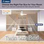 Amico Ceiling Fans with Lights, 30 inch Low Profile Ceiling fan with Light and Remote Control, Flush Mount, Reversible, 3CCT, Dimmable, Noiseless, White Ceiling Fan for Bedroom, Indoor/Outdoor Use
