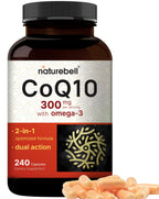 NatureBell CoQ10 300mg - 240 Capsules - High-Potency Support for Healthy Heart - Daily Energy & Vitality Aid with Antioxidant Support - Easily Absorbed Ubiquinone & Omega-3*