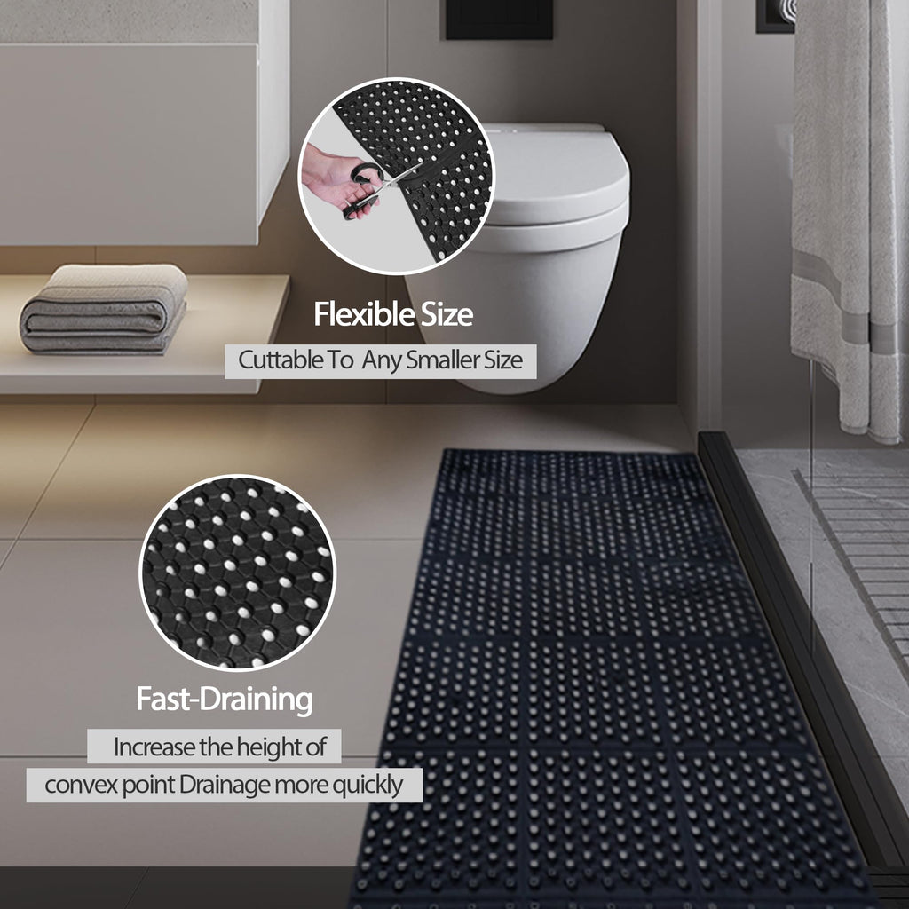 tonchean Rubber Floor Mat with Drainage Holes 83x36x0.4in Anti-Fatigue Mat
