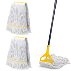 Commercial Mop with 3 Extra Large Replacement Heads,59" Long Handle Heavy Duty Industrial Mops for Floor Cleaning,Looped-End String Wet Cotton Mop for Home,Kitchen,Office,Garage,Concrete/Tile Floor