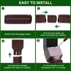 2 Pack Rain Gutter Downspout Extensions, Upgraded Flexible Drain Down Spout Extender for Rain Water Drainage, Each Extendable from 20" to 66", Combine to 10 ft with Connector(Brown)