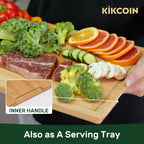 Kikcoin 17”×11” Bamboo Cutting Boards for kitchen, Reversible, XL, Natural