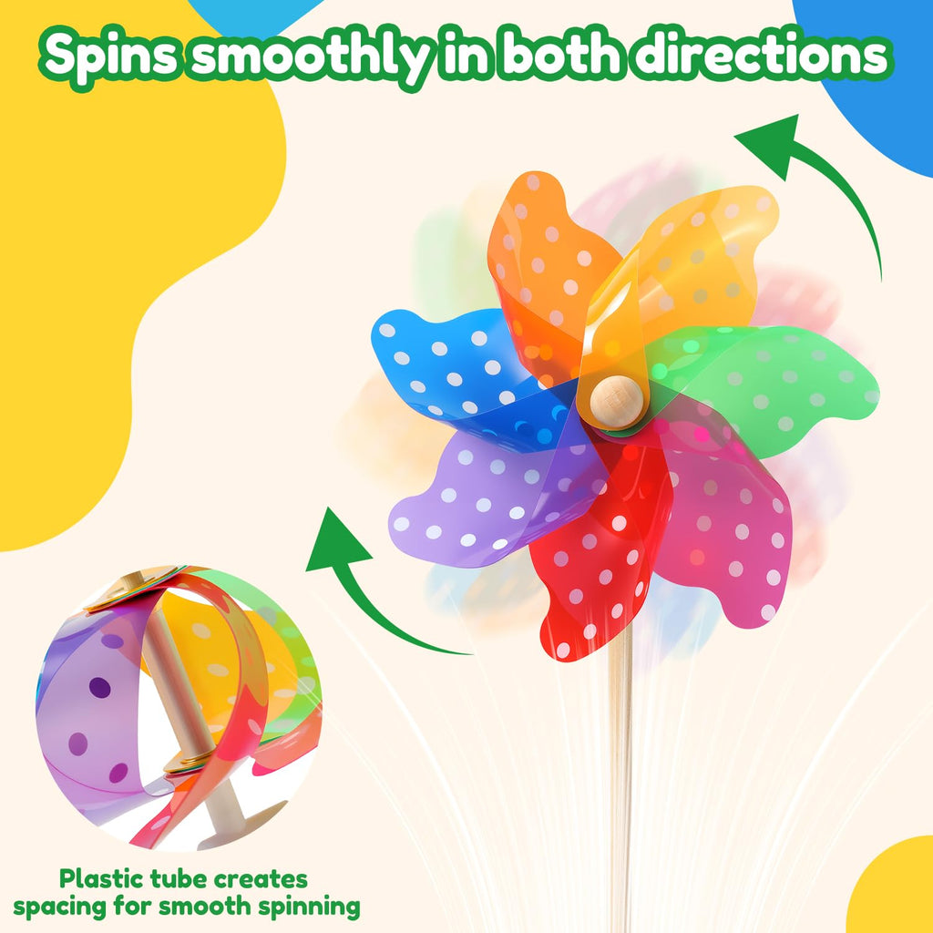 IilLittle 10 Pack Rainbow Pinwheel, Pinwheels for Kids