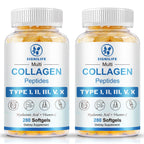 SIGNILIFE Multi Collagen Peptides for Women & Men, Hydrolyzed Collagen Peptides-Type I, II, III, V, X - with Hyaluronic Acid,Vitamin C,Biotin,Supports Skin Hair Nail, Non-GMO,560 Softgels