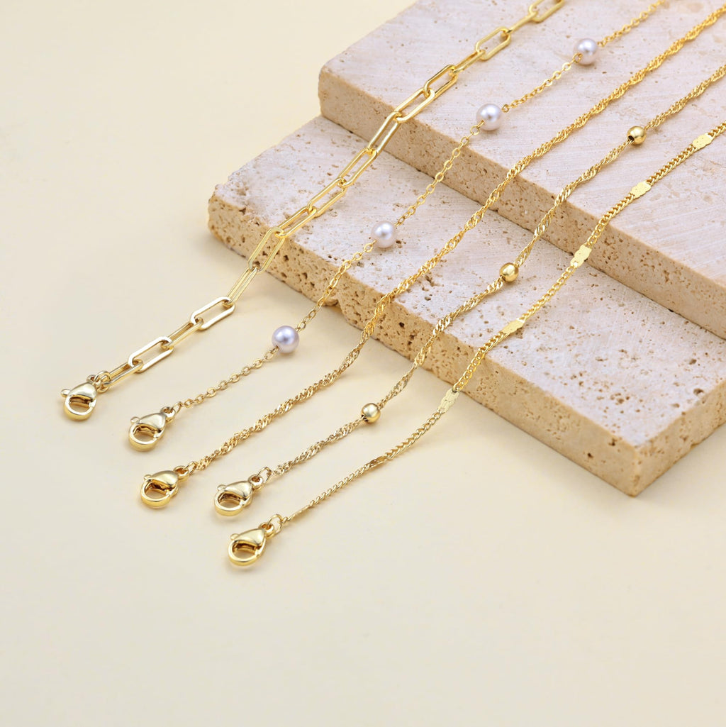 Dainty 14K Gold Plated Pearl Bracelets Stack for Women