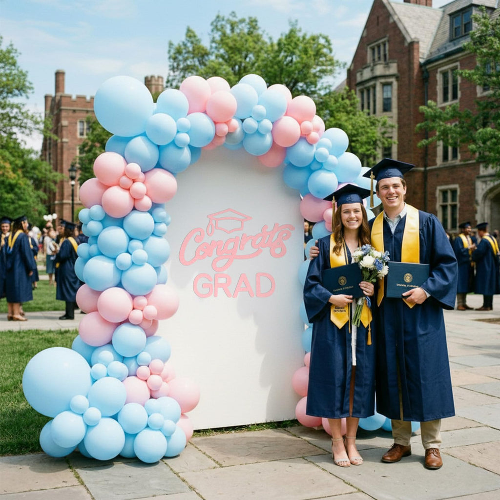Mindsoft Pink Felt Congrats Grad Sticker Sign for Backdrop Graduation Decor for Party Congrats Grad Class of 2026 Event Letter Sign Graduation Party Balloon Arch Backdrop Decor Supplies