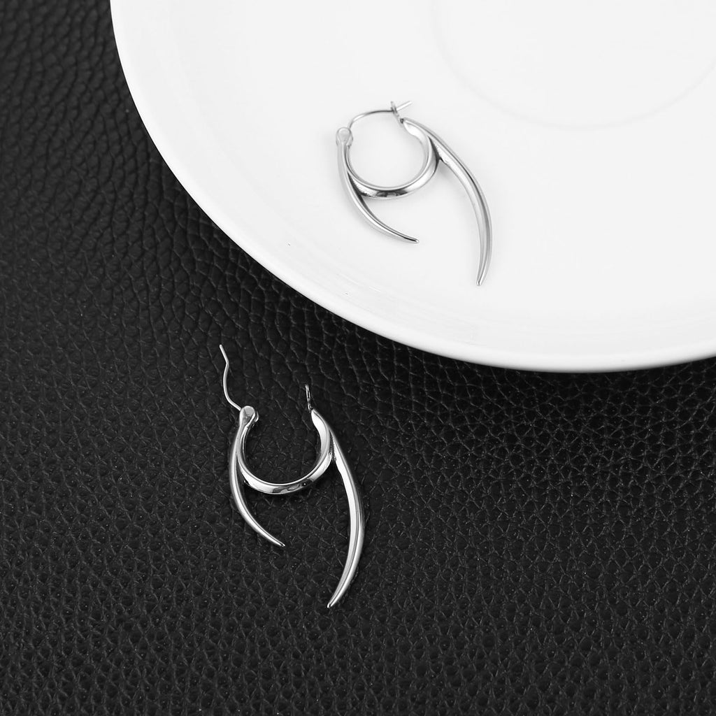 HZMAN Gothic Stainless Steel Spike Hoop Earring for Men Women,Lightweight
