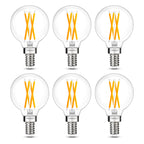 GvvooHome E12 G16.5 Candelabra Bulb, G16.5 Round Small Globe LED Bulb 2700K Warm White, Dimmable 4W 40W Equivalent, 400LM 90+CRI, Globe Light Bulbs Ideal for Ceiling Fans & Chandeliers, 6 Pack