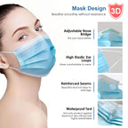 NNPCBT Blue Disposable Face Masks 100 Pack,Mask for Adults Outdoor Indoor