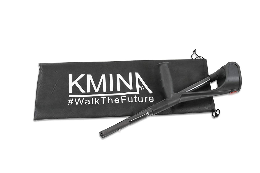 KMINA Folding Crutches of Carbon Fibre (x1 Unit), Open Cuff, Lightweight, Forearme Foldable Crutch - Made in Europe - KMINA PRO