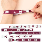 WANDIC 30 Pcs Burgundy Ribbon Bracelets, 5 Style Polyester Single Side Adjustable Multiple Myeloma Awareness Support Wristband for Event Fundraising, 6.89 * 0.59 * 0.07, no Gemstone