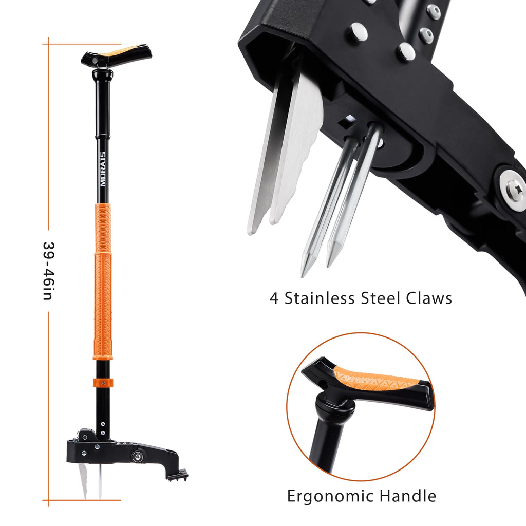 MORAIS Weed Puller Tool, Stand Up Weed Puller Heavy Duty Garden Tool with 4-Claw Steel Head, 39"-46" Retractable Handle & Easy-Eject Mechanism, Easily Remove Weeds Without Bending, or Kneeling