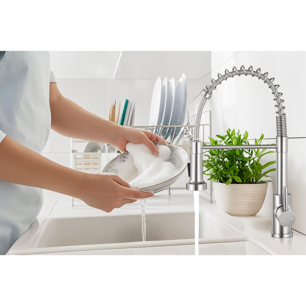 KHQF Kitchen Faucet with Pull Down Sprayer, Brushed Nickel