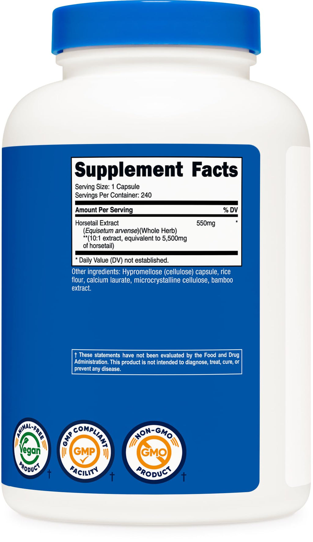 Nutricost Horsetail Extract 240 Capsules for 240 Servings Per Bottle - GMO Free and Gluten Free, Vegan