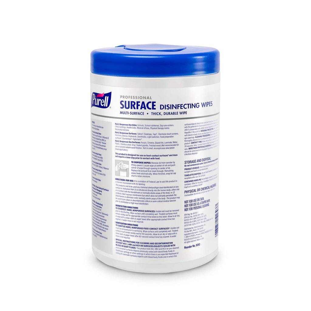 Purell Professional Surface Disinfecting Wipes Canister 6 x 110ct - 9342-06