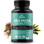 HerbaMe Organic Sea Moss Supplement with Bladderwrack & Burdock Root, Irish Moss with Black Pepper Extract, Daily Mineral Support for Energy & Wellness, Immune Support for Men & Women, 150 Capsules
