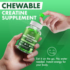 Creatine Monohydrate Gummies - 5g for Men & Women, 160 Count and Creatine Chewable Supplements for Muscle Gain, Muscle Strength, Green Apple Flaavor