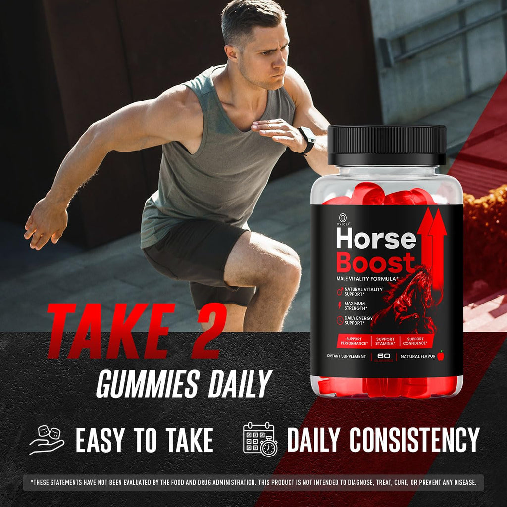 Horse Boost Gummies - Official HorseBoost Gummys Advanced Premium Formula Support Maximum Strength, All Natural Ingredients Vitamins for Overall Health & Wellness, 60 Gummies for 1 Month