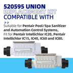 Black 520595 Union Replacement Kit Compatible with Pentair IntelliChlor&Ichlor Salt Chlorinator, Salt Cell Union Connector Kit for IC20 IC40 IC60 IC80 Pool/Spa Sanitizer and Automation Control Systems
