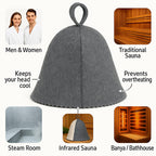 Premium Sauna Hat – 100% Natural Wool, Handmade Sauna Headwear for Men and Women – Eco-Friendly, Breathable, Insulating Hat for Sauna, Steam Room, Banya, and Bathhouse – One Size Fits All, Grey