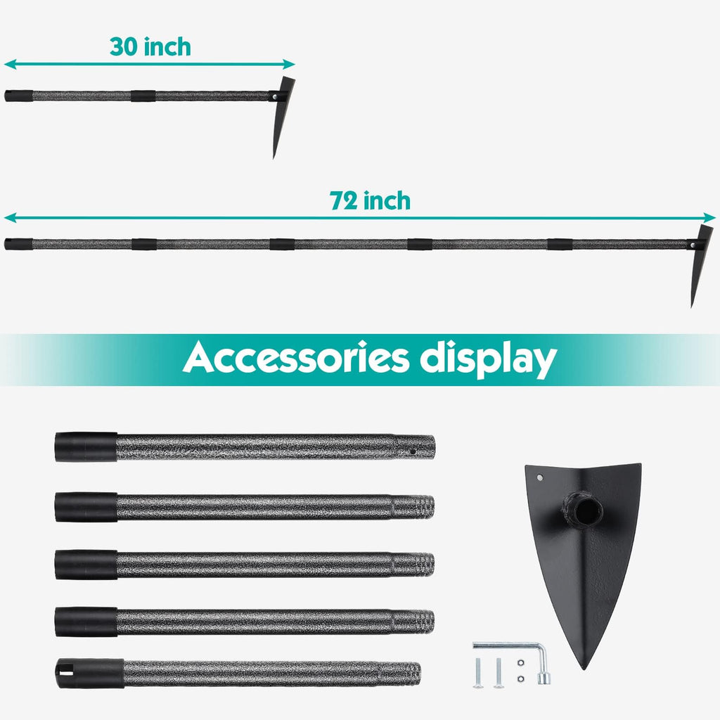 Lcokeiy Triangle Hoe, Metal Garden Hoe for Weeding Long Handle 60", Gardening Hand Hoe Garden Tool Heavy Duty for Digging, Cutting and Loosing Soil