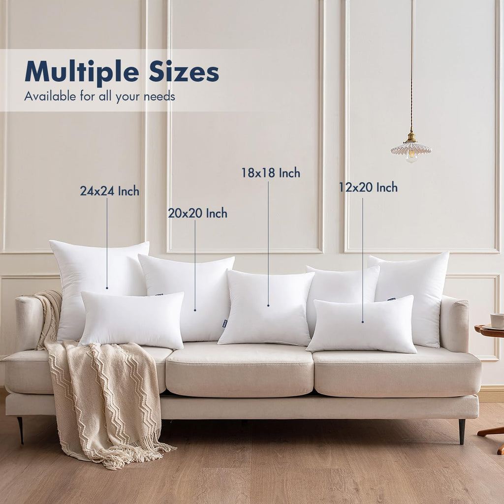MIULEE 20x20 Throw Pillows Inserts 2 Pack, Decorative Pillows for Couch Bed