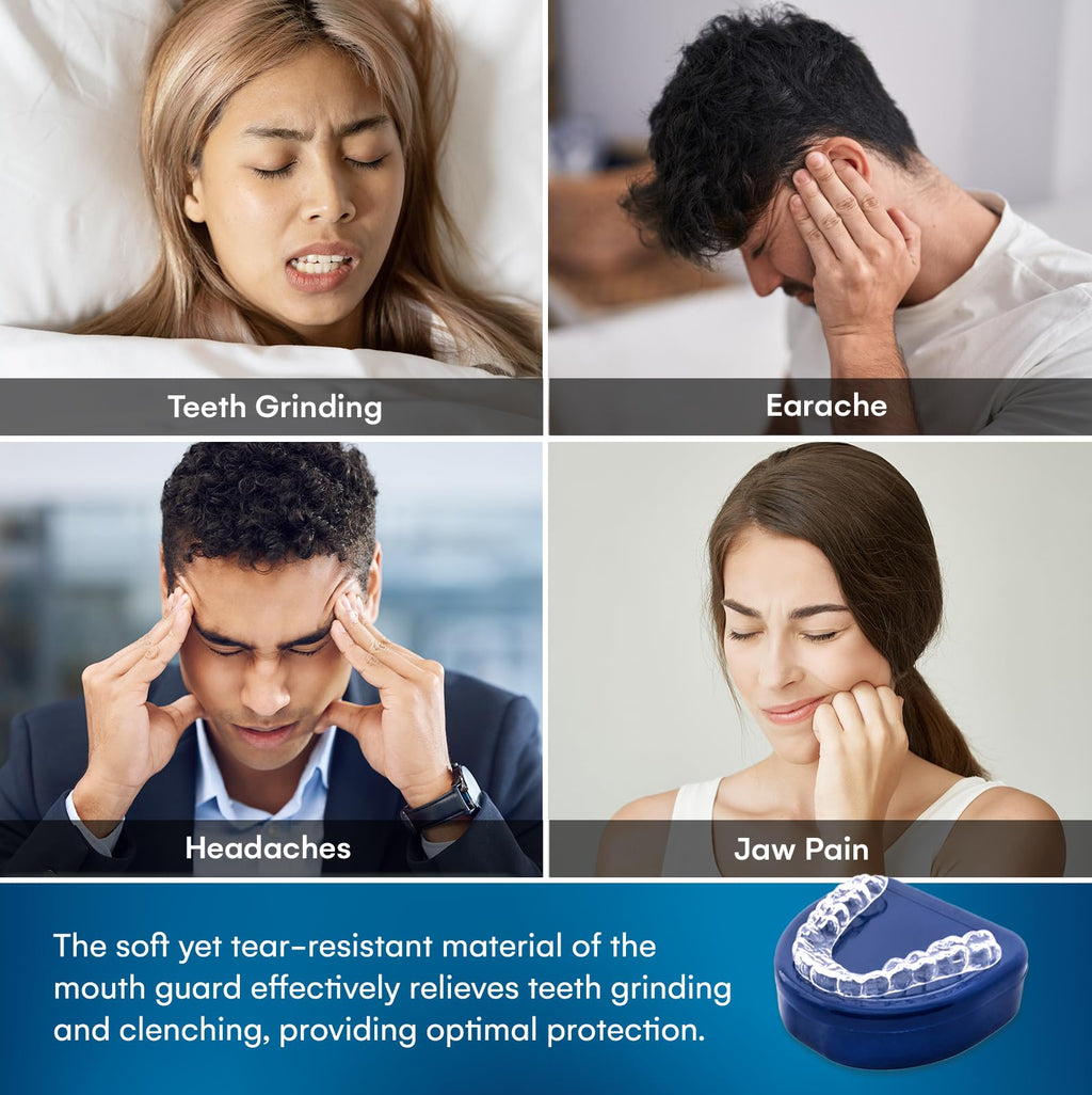Mouth Guard for Grinding Teeth at Night: Moldable Sleeping Mouthguards for Grinding & Clenching - Custom Fit Nighttime Guards for Adults with 12 Cleaning Tablets