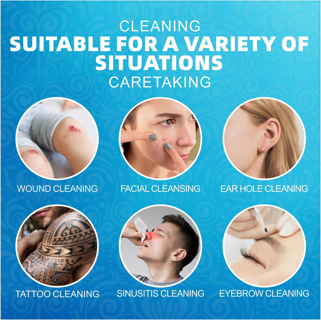 HTLARY Skin and Wound Cleanser 0.9% Saline Solution. Formulated to Manage cuts, abrasions, and Minor Burns While Providing Gentle Hydration and Preparation for Absorbent dressings