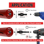 SALI Diamond Core Drill Bits 1" Diameter 10"/254mm Drilling Depth 5/8-11" Thread Core Bit Turbo Laser-Welded Segments for Cured Concrete with Brick Block Masonry with Two Adapters（Red）