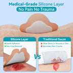 Dimora Sacrum Silicone Absorbent Wound Dressing with Border -7" x 7" Sacral Dressing for Bed Sores, Pressure Sore Large Bandage with Gentle Adhesive for Moderate to Heavy Exudate (10 Count)