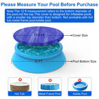 12FT Round Inflatable Pool Cover, Outdoor Swimming Pool Cover for Intex Above Ground Pools with Elastic Band, Waterproof and Dustproof, No Drain Holes, Prevent Leaves, Debris and Dust