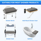 Fasjloctavty Shower Seat Cushion with Non-Slip Silicone Bottom, Shower Chair Cushion for Transfer Benches,Washable 3D Mesh Pad with Hook,Quick Drying Bathtub Chair Pad for Elderly, Pregnancy