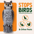 Dalen Large Rotating Head Fake Owl Decoy to Scare Birds Away - 18” Tall - Garden Scarecrow Owl with 360º Rotating Head