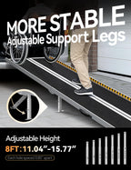 FACHNUO 8 Feet Portable Wheelchair Ramp, Non-Skid Aluminum Handicap Ramps with Handle, Folding Threshold Wheel Chair Ramp for Home Steps, Stairs, Entry, Threshold, Doorways, Scooter, 800LBS Capacity
