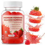 DEXOV Vaginal Probiotic Feminine Gummies for Women – pH Balance Support & Vitamin C, Strawberry Flavor, Vegan, Sugar-Free, Non-GMO, 60 Gummies (30 Servings)