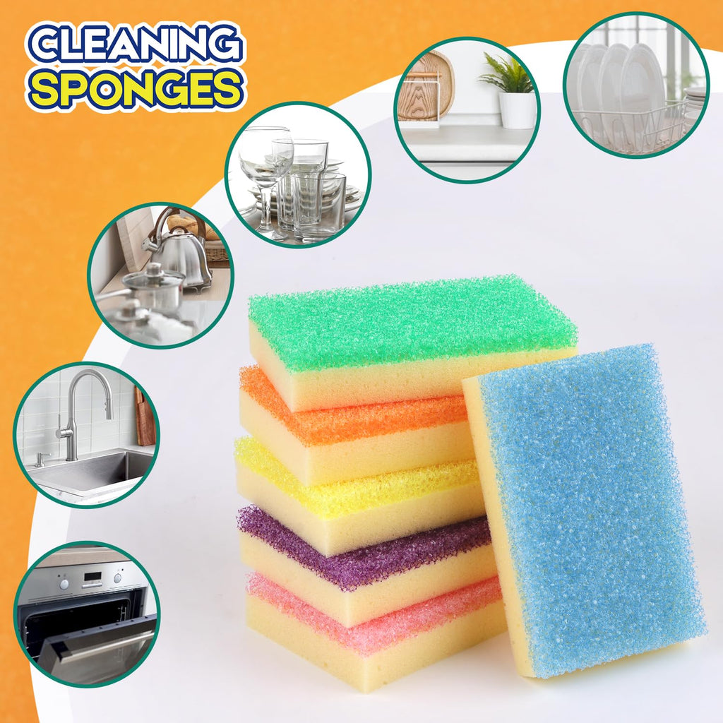 LAUNDRYLUX Scrub Sponge, Dual-Sided Temperature-Responsive Scrubber - Non-Scratch - Multipurpose Dish Sponges for Kitchens, Bathrooms, and Outdoor Use - 12 Pack