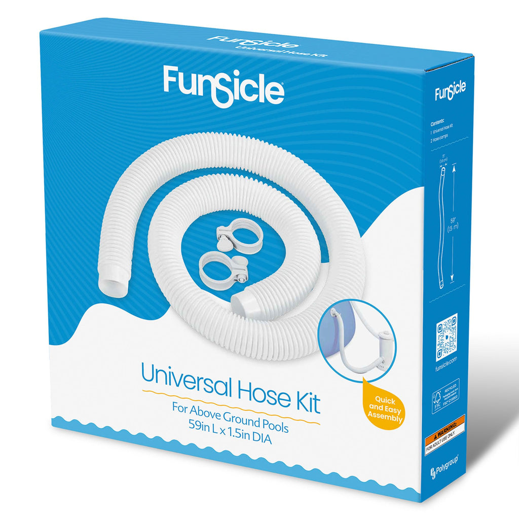 Funsicle P56000017 Universal Hose Kit, Replacement Hose for Above-Ground Pools, Hose with 2 Clamps, 59" L x 1.5" Dia.