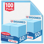 BIGGMED Tear-Resistant Disposable Bed Pads 30" x 36", 100 Count Absorbent Underpads, Chux Thicker Extra Large Incontinence Bed Pads, Pee Pads for Adults, Kids, Elderly, Pets