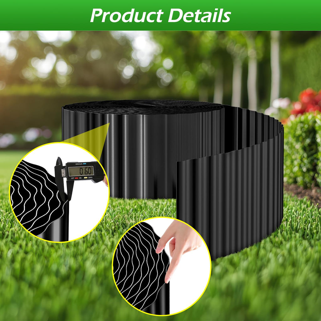 Garden Edging 0.06" Corrugated Metal 6" x 20', Galvanized Steel Border